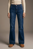 Q2 High Waist Dark Blue Flare Jeans