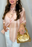 The Q2 Silky Shirt with Button Medley- Pink