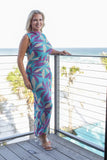 Italian Romance Sleeveless Printed Mesh Maxi Dress