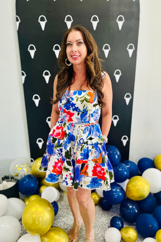 Amania Floral Nayra Tiered Poplin Mini Dress