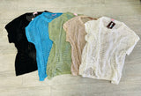 Basic Sheer Short Sleeves Solid Color Knit Top