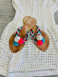 Cotton Candy Skies Summer Sandals - Cute Pom-pom Flip Flops