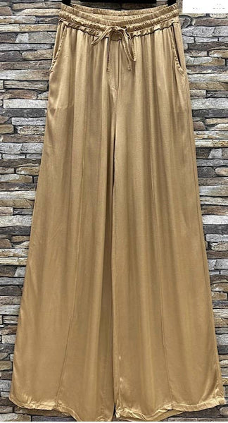 Italian Wide Leg Satin Feel Pants