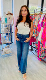 Q2 Wide Leg Jeans with Diamanté Detail -  Blue