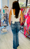 Petra Frayed Flare Jeans - Dark Wash