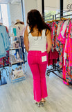 The Q2 High Waist Flare Jean - Pink