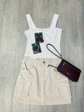 Q2 Cargo Mini Skirt - Beige