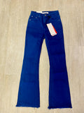 The Q2 Flare Jeans With Raw Hem Edge - Blue