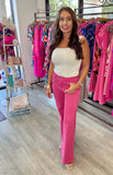 The Q2 Cotton Wide Leg Jean - Pink