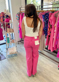 The Q2 Cotton Wide Leg Jean - Pink