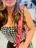 Q2 Houndstooth Print Knitted Bandeau Top - Black & White