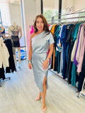 Lucy Stretch Satin One Shoulder Dress