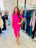 Lucy Stretch Satin One Shoulder Dress