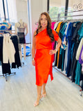 Lucy Stretch Satin One Shoulder Dress