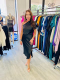 Lucy Stretch Satin One Shoulder Dress