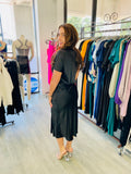 Lucy Stretch Satin One Shoulder Dress - Black