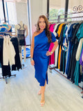 Lucy Stretch Satin One Shoulder Dress