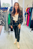 The Q2 Semi Sheer Polka Dot with Voluminous Sleeves - Black