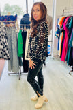 The Q2 Semi Sheer Polka Dot with Voluminous Sleeves - Black