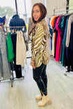 The Q2 Blouse in Zebra Print - Green