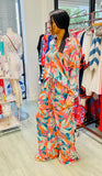 The Q2 Satin Floral Shirt - Orange