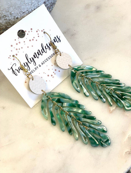 Palm Leaf Acrylic Drop Earrings