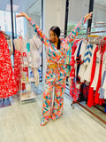 The Q2 Satin Floral Shirt - Orange