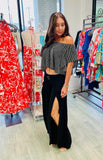 The Q2 Bardot Stripe Top - Black