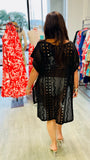 Hollow Knit Swimwear Coverup - Black or Lake Green