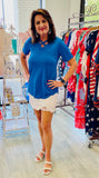 FINAL SALE: The Chrisscross Neck Solid Top Plus Size - Royal Blue