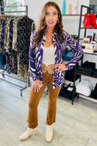 The Q2 Blouse in Zebra Print - Purple