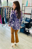 The Q2 Blouse in Zebra Print - Purple