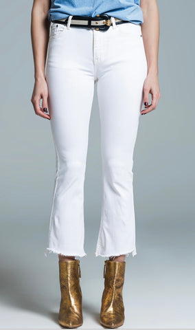 The Q2 High Rise Basic Flared Jeans - White
