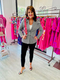 The Player Ruffled Houndstooth Blazer