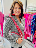 The Player Ruffled Houndstooth Blazer