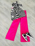 The Q2 Cotton Wide Leg Jean - Pink