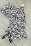 Satin Zebra Print One Shoulder Top