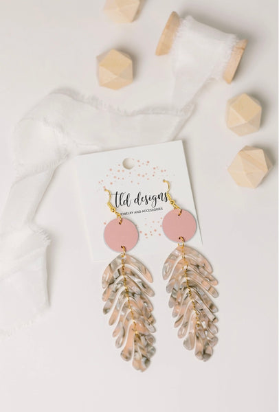 Palm Leaf Acrylic Drop Earrings