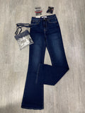 The Q2 High Waisted Flared Jeans - Blue