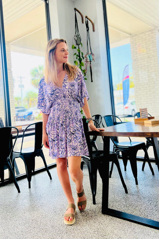 Lilly Floral Smocked Kimono Mini Dress