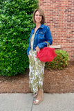 Carrie Leaf Print Strapless Jumpsuit