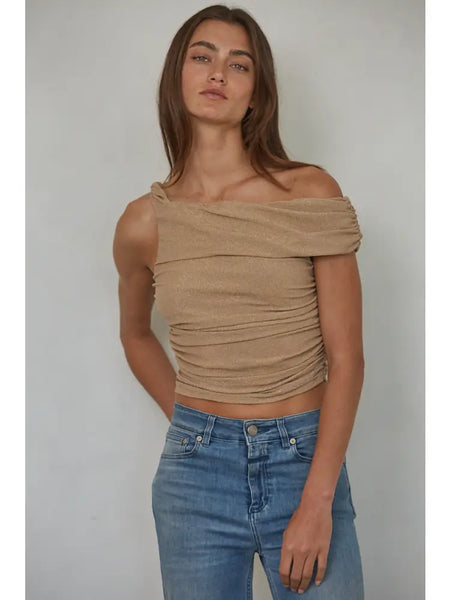 FINAL SALE Last Minute Lurex Ruched Top - Gold