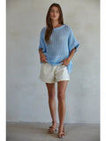 Doni Cotton Open Knit Sweater Top