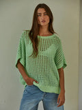 Doni Cotton Open Knit Sweater Top