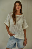 Doni Cotton Open Knit Sweater Top