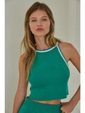 Set Match Crop Halter Tank Top - Green