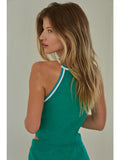 Set Match Crop Halter Tank Top - Green