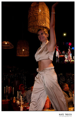 Italian Genie Crop Top & Flowy Pants Set