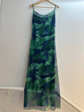 The Jenna Print Sheer Illusion Mesh Midi  Dress - Abstract