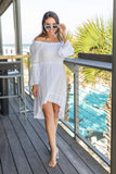 The April Off Shoulder Hi/Low Dress  - White